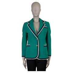 GUCCI green viscose 2019 GROSGRAIN TRIM CREPE Blazer Jacket 42 M