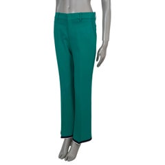 GUCCI green viscose 2019 GROSGRAIN TRIM CREPE SUIT Pants 42 M