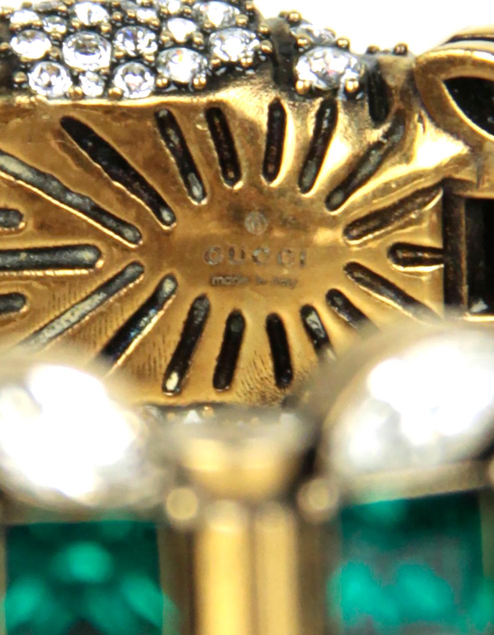 Gucci Green/White Crystal Snake Bracelet For Sale at 1stDibs