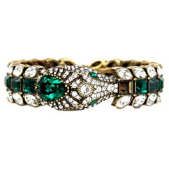 Gucci Green/White Crystal Snake Bracelet