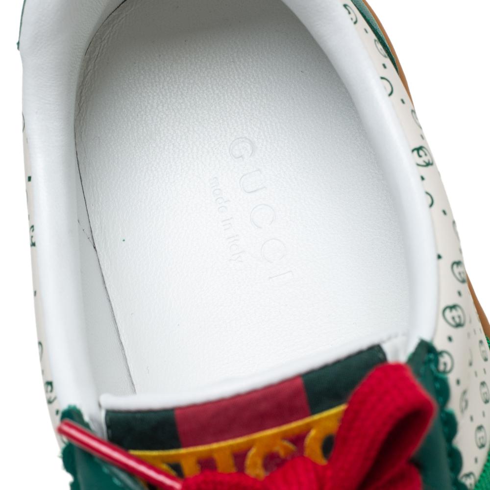 Beige Gucci Green/White Leather Web Dapper Dan Low Top Sneakers Size 35