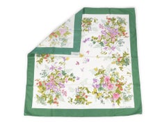 Gucci Green White Silk Flower Scarf