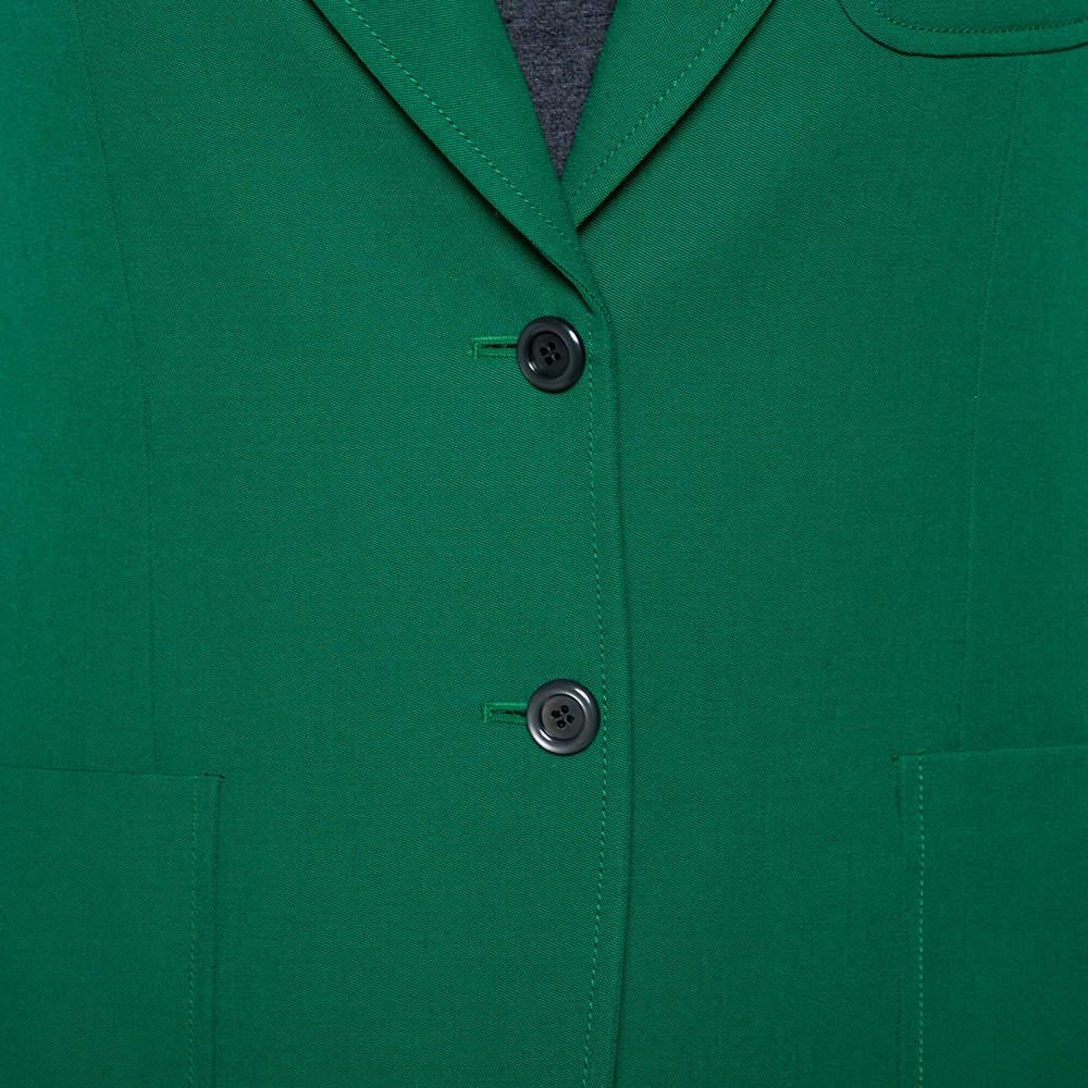 Gucci Green Wool Button Front Blazer XS For Sale 1