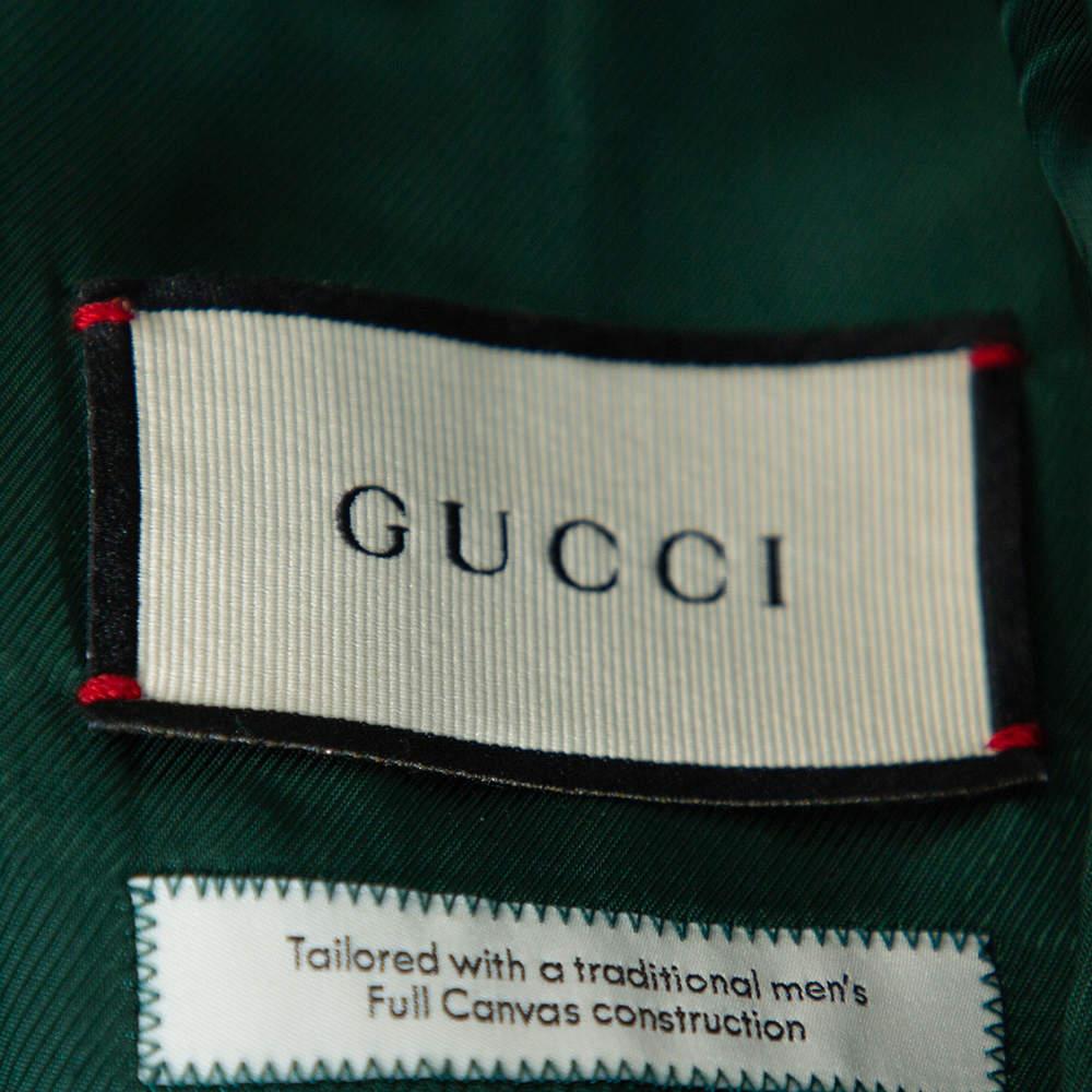 Gucci Green Wool Button Front Blazer XS For Sale 2