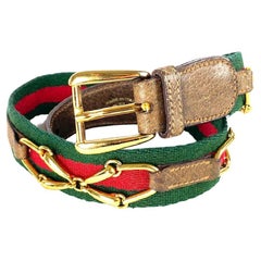 Vintage Gucci Green X Red X Brown Classic Web Horsbit Rare 7g64 Belt