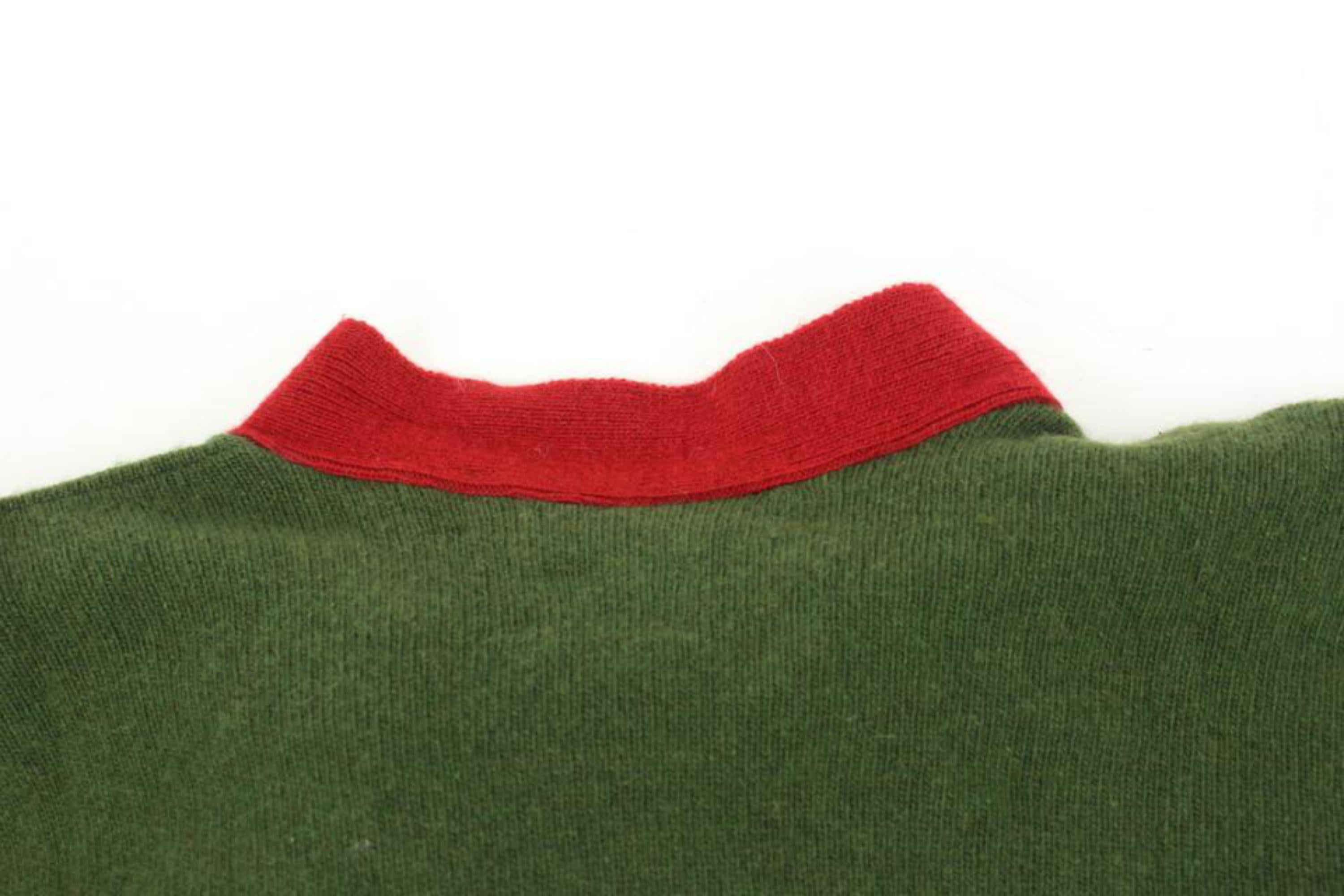 Gucci Green x Web Cashmere Bow Web Ribbon Tie Sweater Cardigan 121g38 4