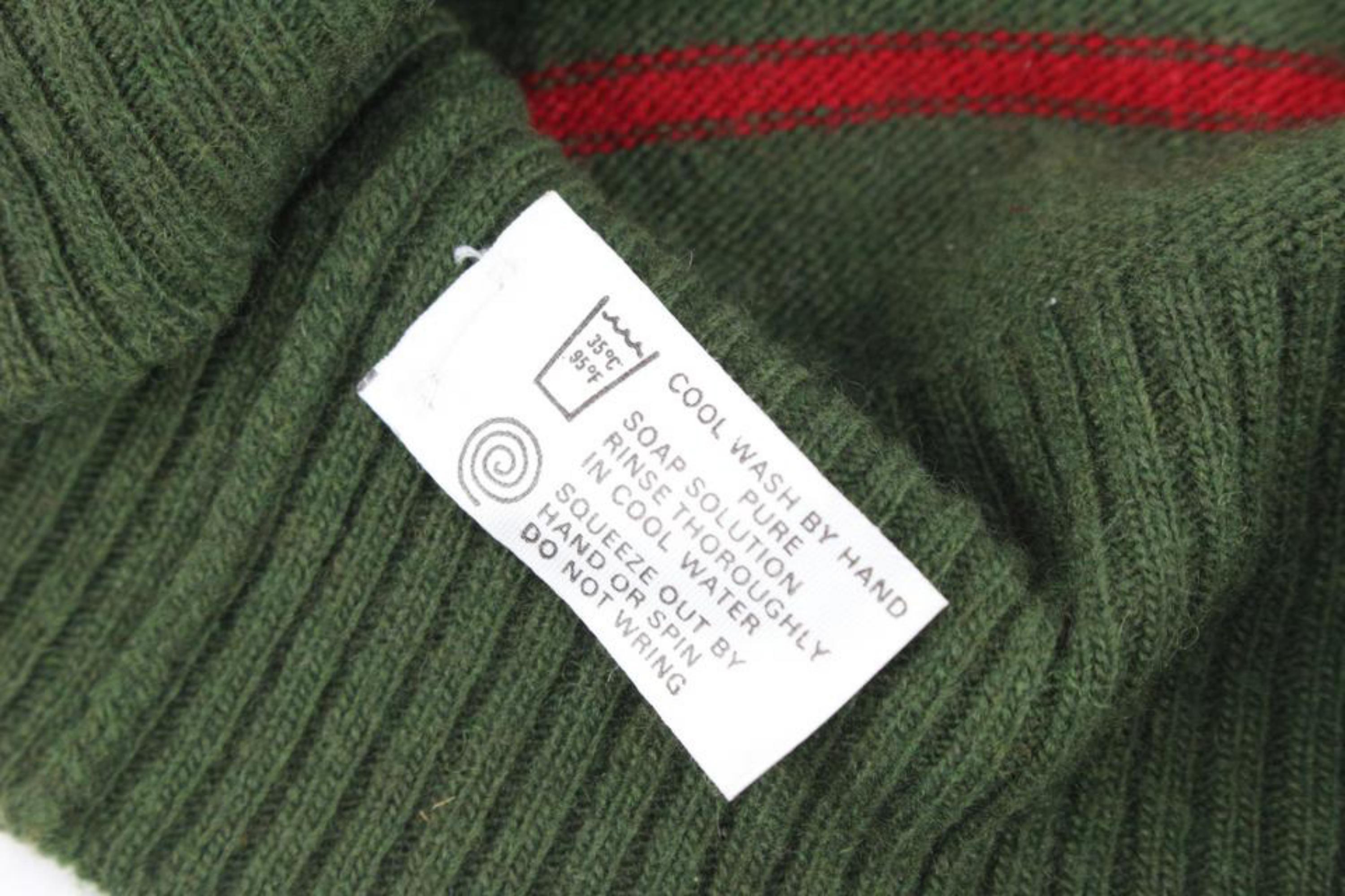 Gucci Green x Web Cashmere Bow Web Ribbon Tie Sweater Cardigan 121g38 In Excellent Condition In Dix hills, NY