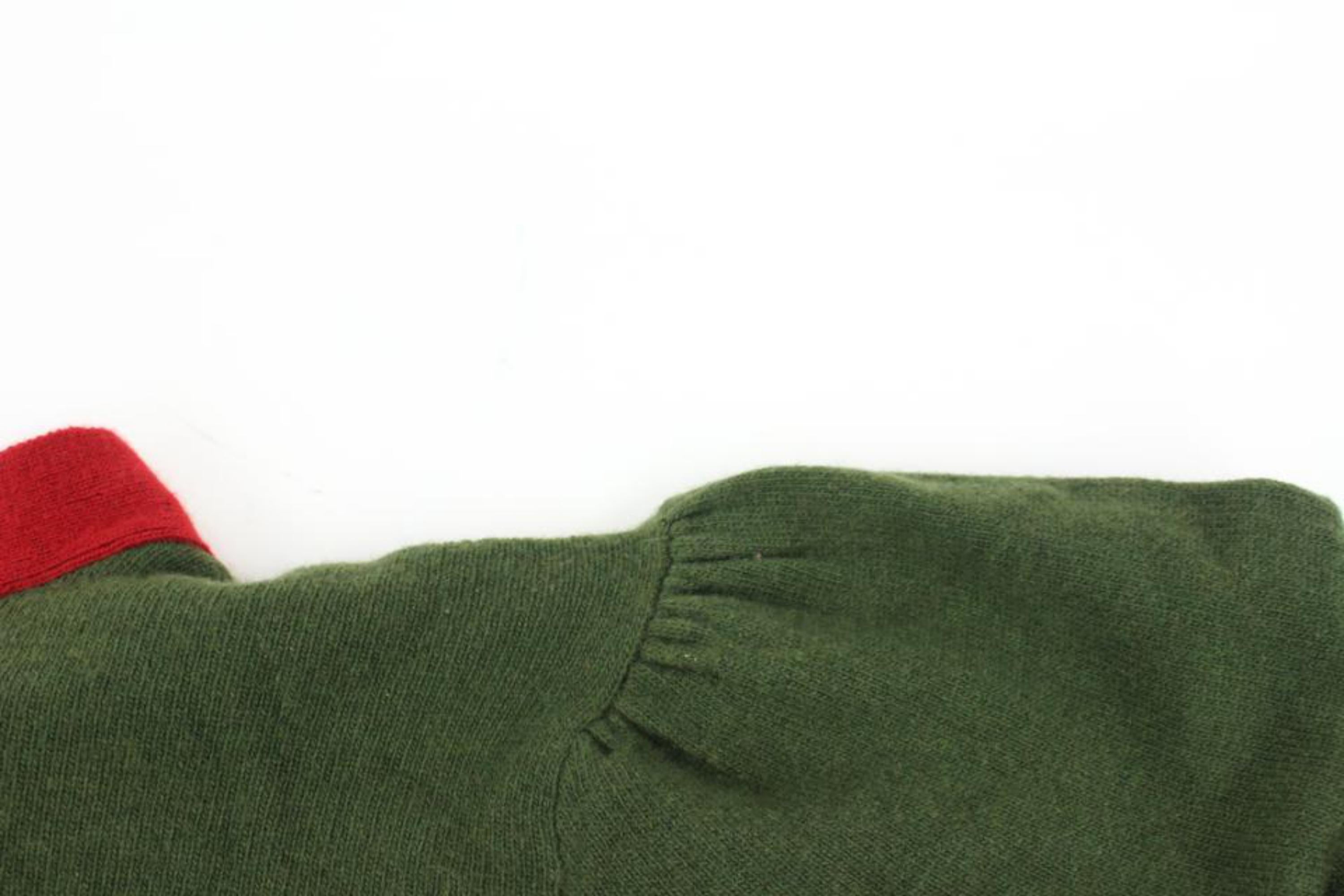 Gucci Green x Web Cashmere Bow Web Ribbon Tie Sweater Cardigan 121g38 3