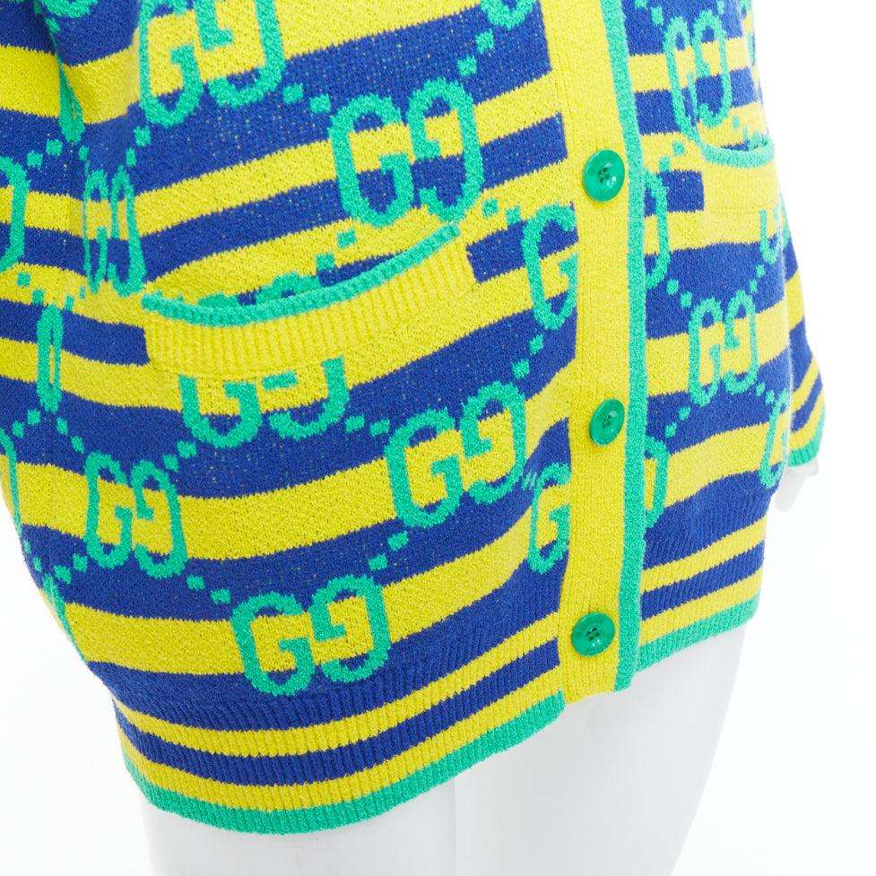 GUCCI green yellow blue GG monogram stripe cardigan XS
Reference: AAWC/A01310
Brand: Gucci
Collection: 2023
Material: Viscose, Blend
Color: Green, Yellow
Pattern: Striped
Closure: Button
Extra Details: Gucci takes inspiration from