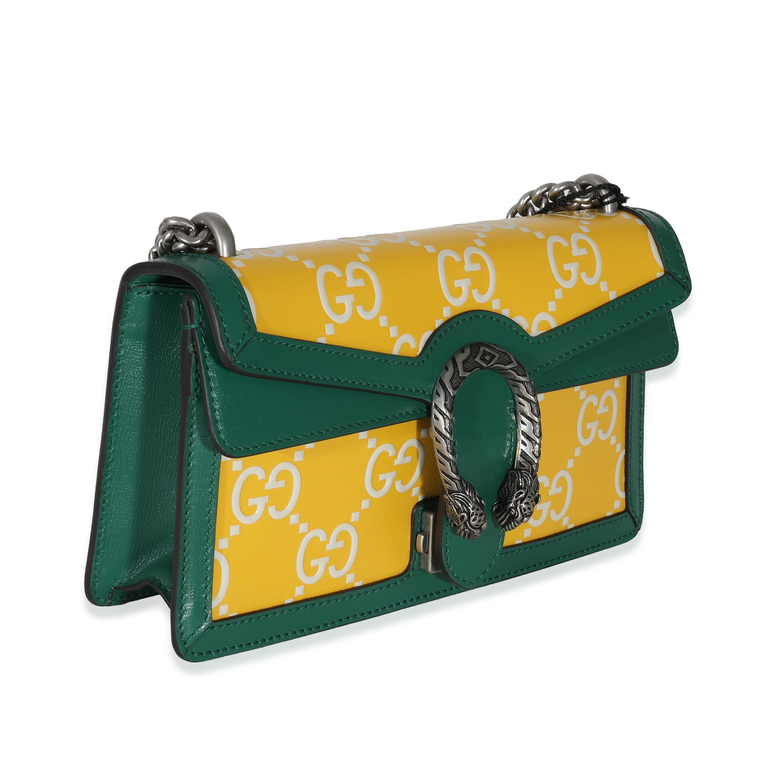 Orange Gucci Green Yellow Leather GG Small Dionysus Bag For Sale