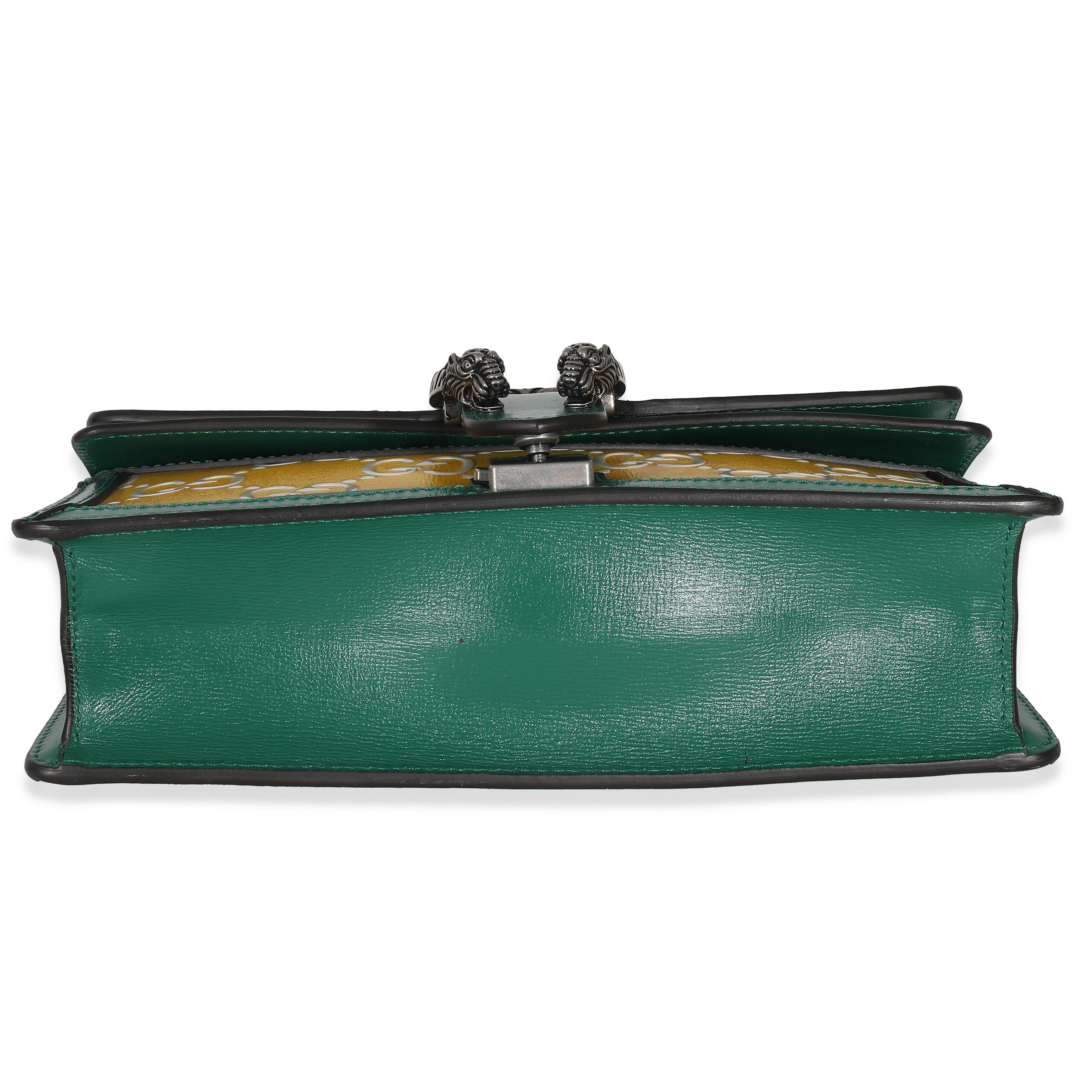 Women's or Men's Gucci Green Yellow Leather GG Small Dionysus Bag For Sale