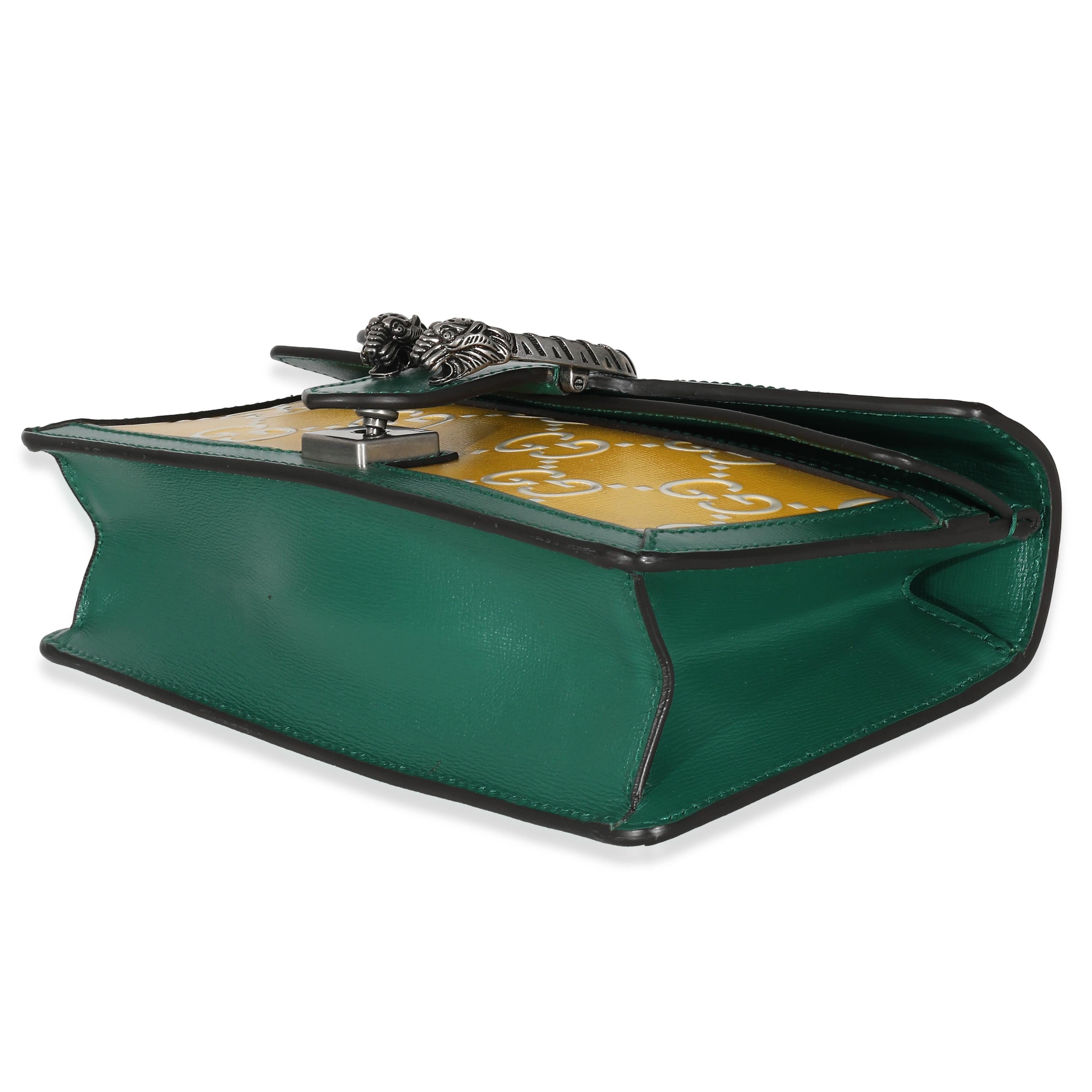 Gucci Green Yellow Leather GG Small Dionysus Bag For Sale 2