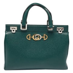 Gucci Green Zumi Leather Medium Top Handle Bag