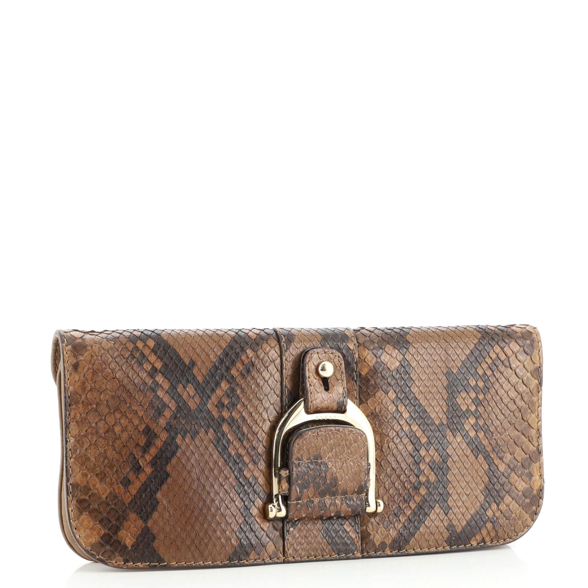 Gucci Greenwich Clutch Python and Leather In Good Condition In NY, NY