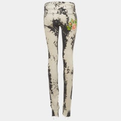 Gucci Grey Abstract Bleach Pattern Denim Embroidered Jeans S Waist 26"