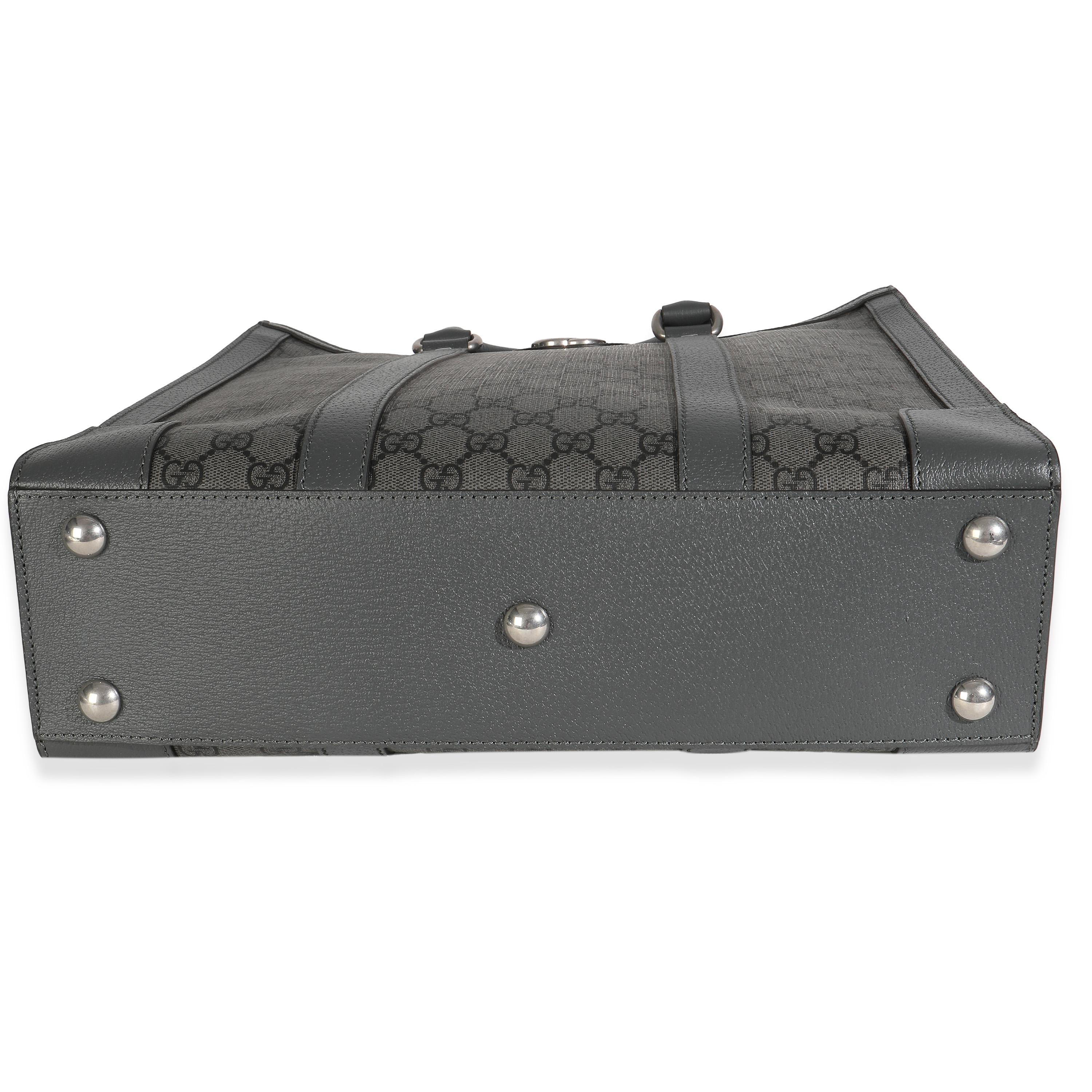 Gucci Grey Black GG Coated Canvas Ophidia Medium Tote Pour femmes en vente