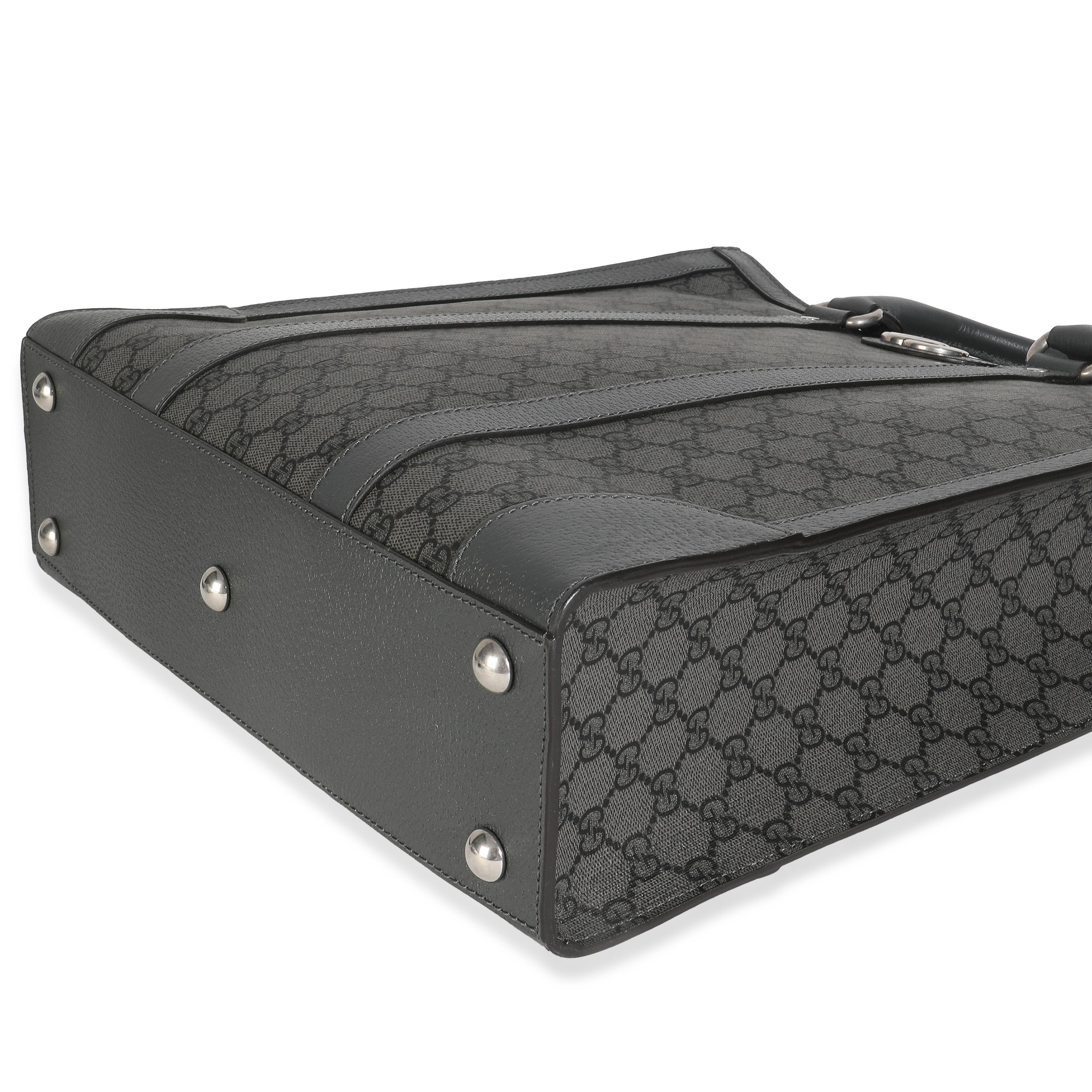 Gucci Grey Black GG Coated Canvas Ophidia Medium Tote en vente 2