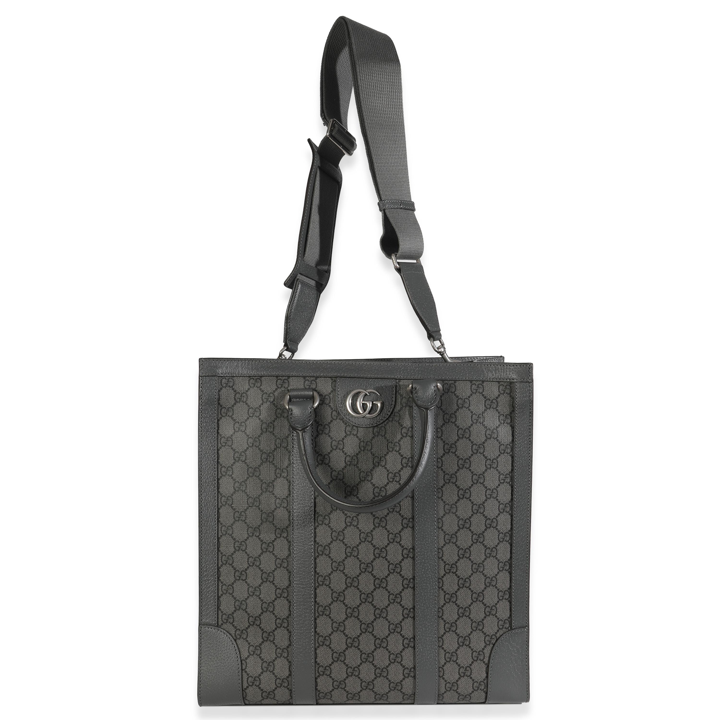 Gucci Grey Black GG Coated Canvas Ophidia Medium Tote en vente 3