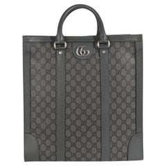 Gucci Grey Black GG Coated Canvas Ophidia Medium Tote