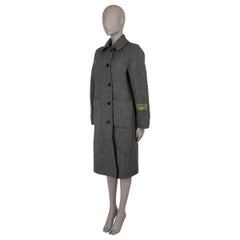 GUCCI grey & black wool 2022 REVERSIBLE CHEVRON & GG Coat Jacket 36 XS