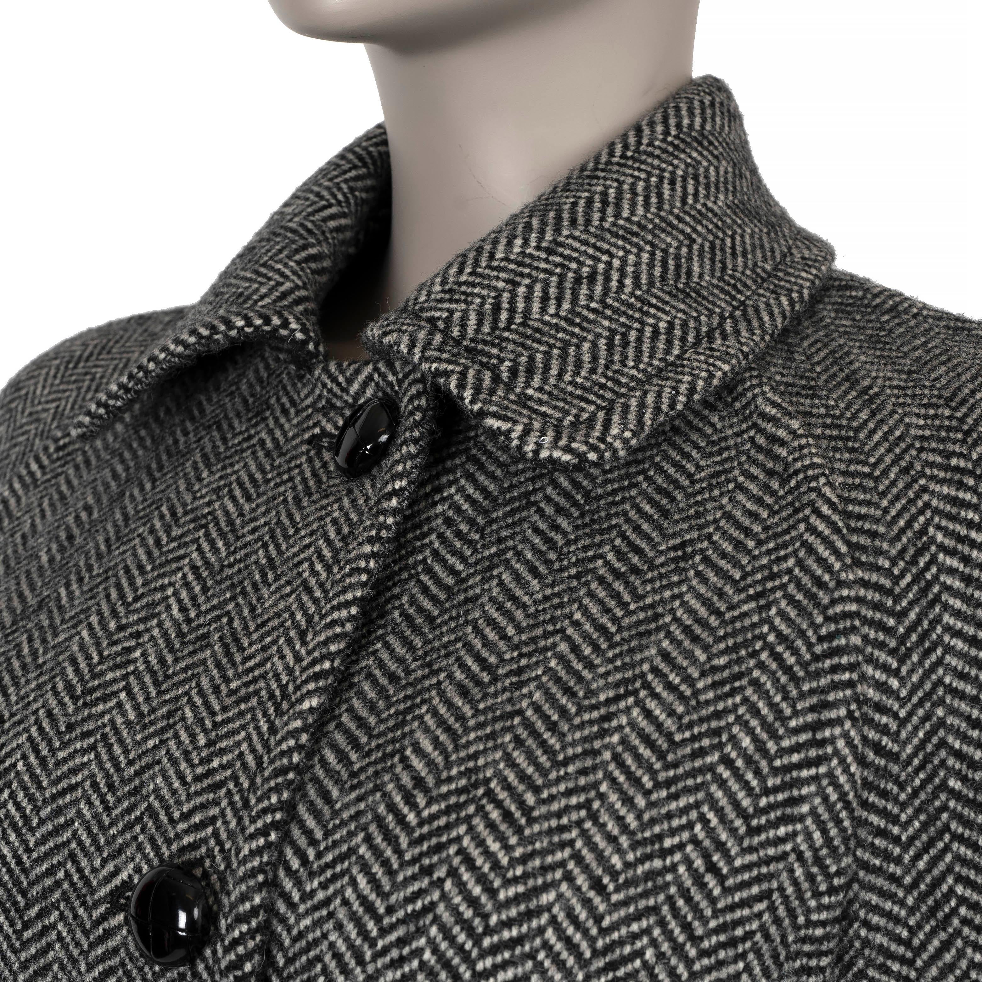 GUCCI grey & black wool 2022 REVERSIBLE CHEVRON & GG Coat Jacket 36 XS 1