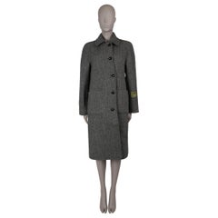 GUCCI grey & black wool 2022 REVERSIBLE CHEVRON & GG Coat Jacket 36 XS
