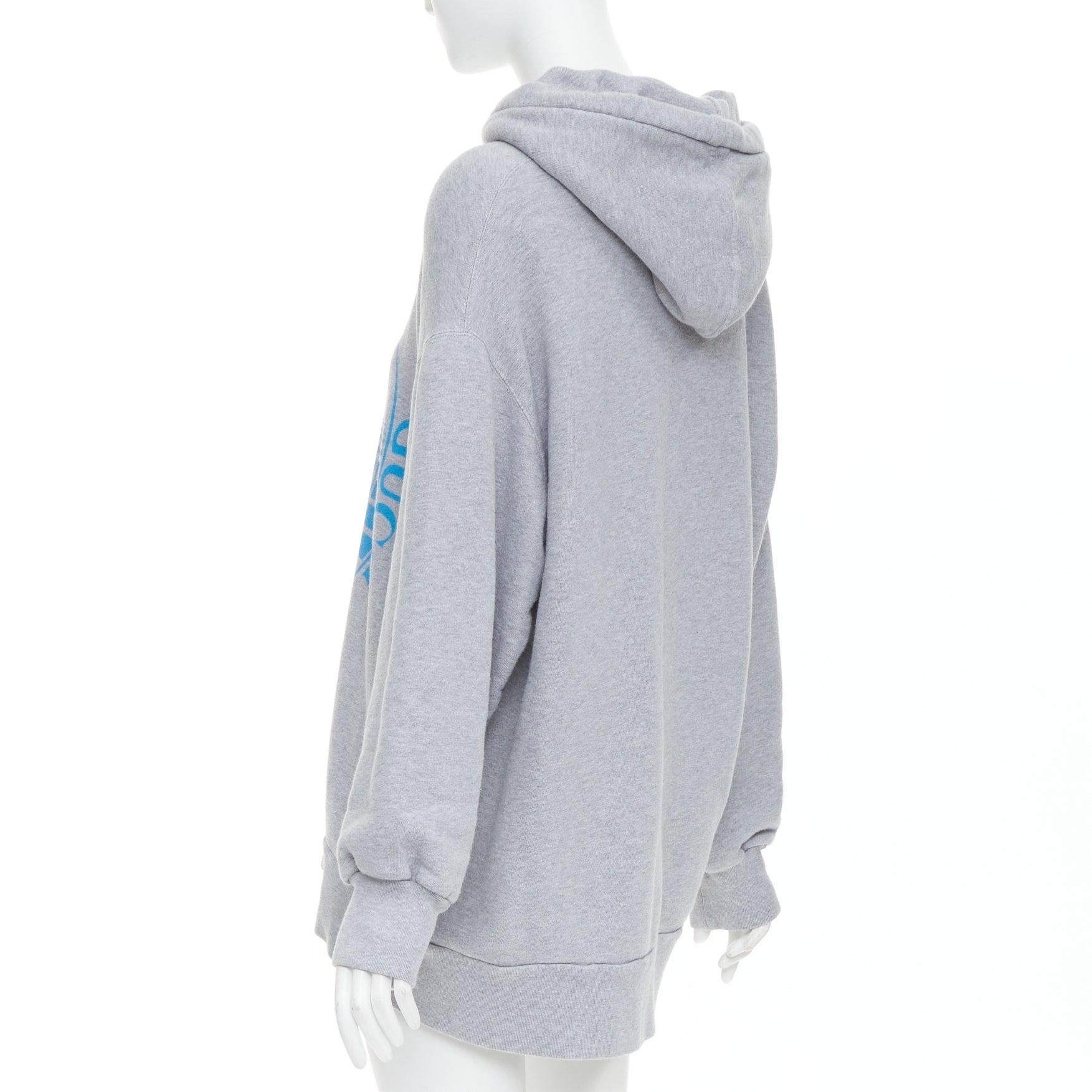 GUCCI grey blue GG Logo Disc Record print oversized hoodie top XXL For Sale 1
