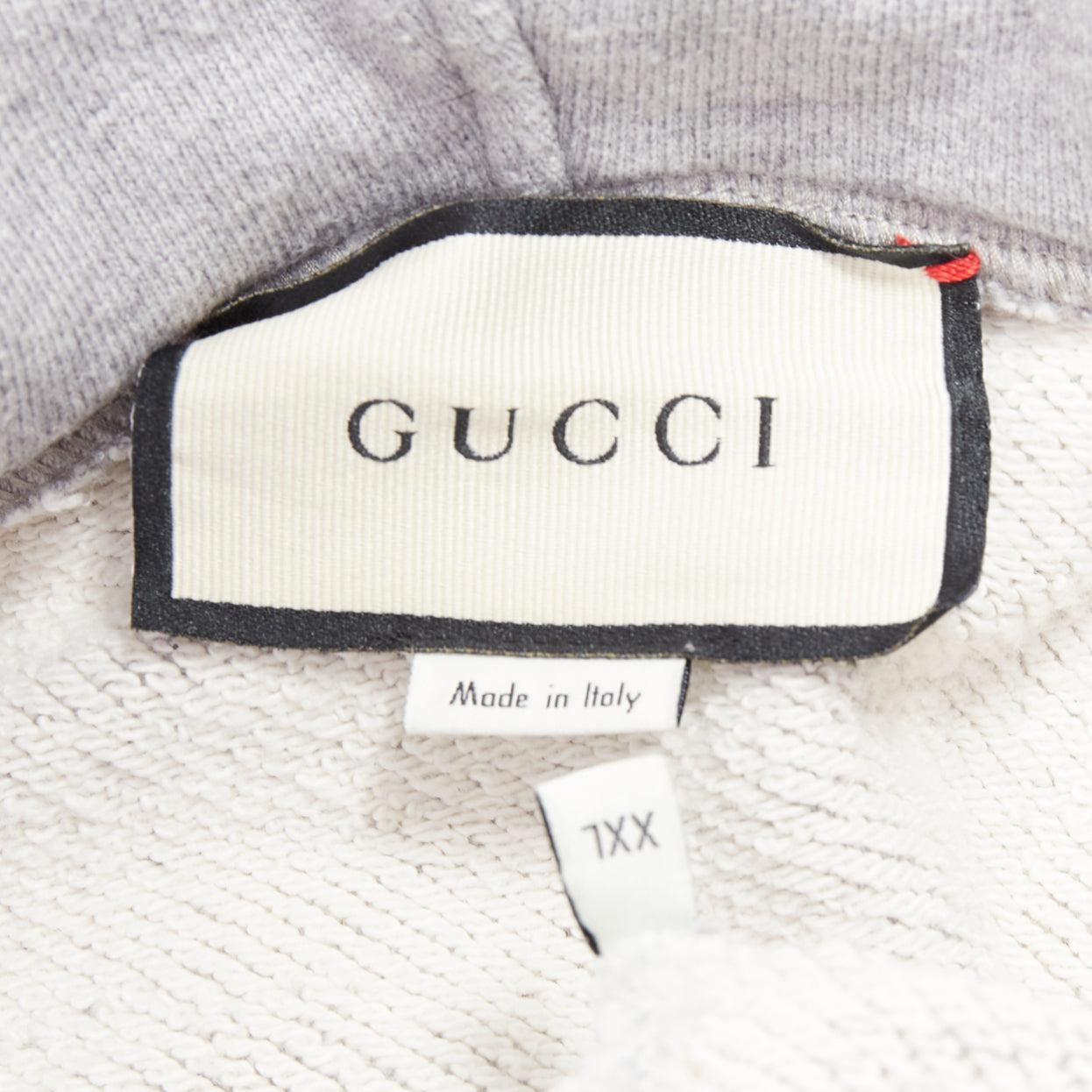 GUCCI grey blue GG Logo Disc Record print oversized hoodie top XXL For Sale 3