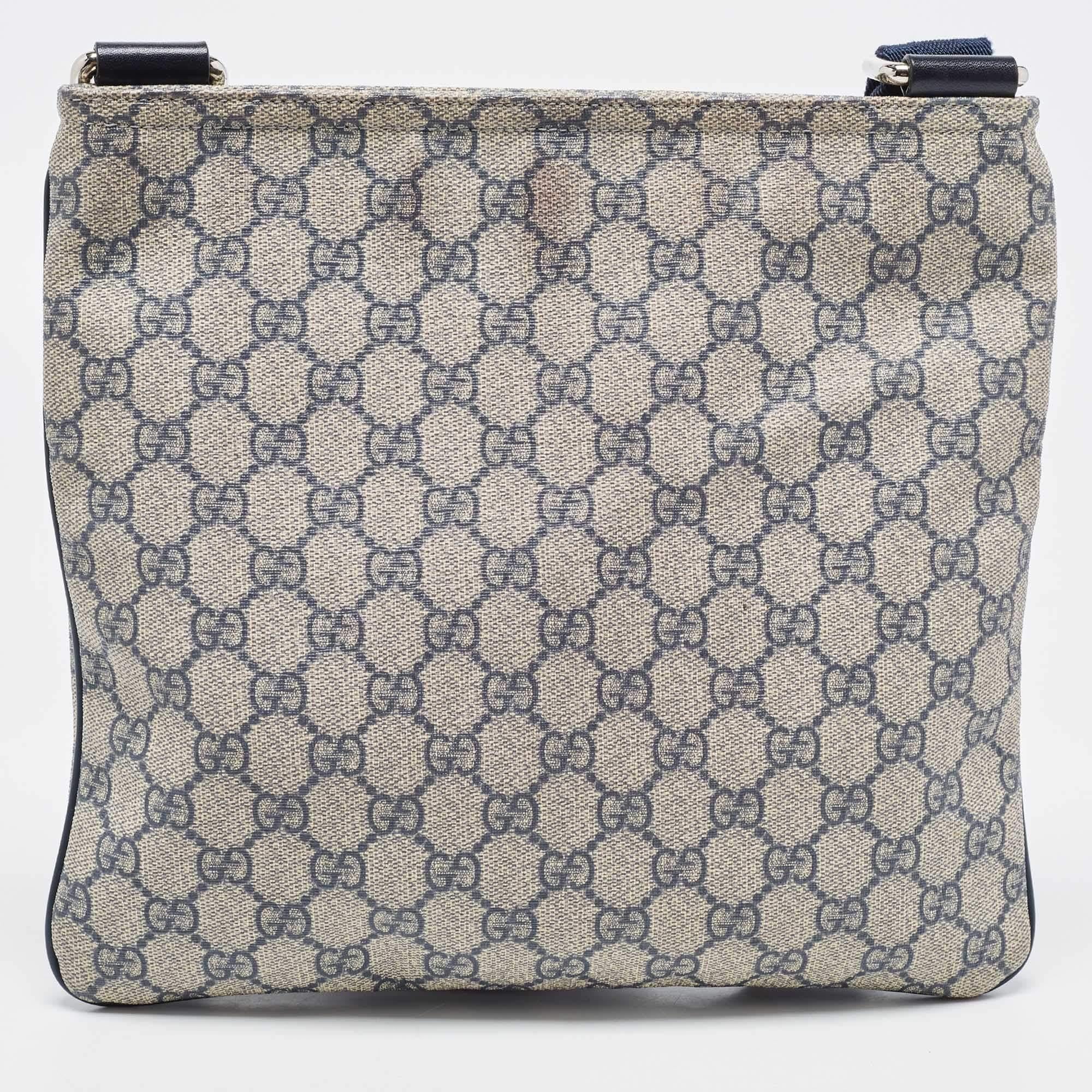 Gucci Grey/Blue GG Supreme Canvas and Leather Crossbody Bag 5