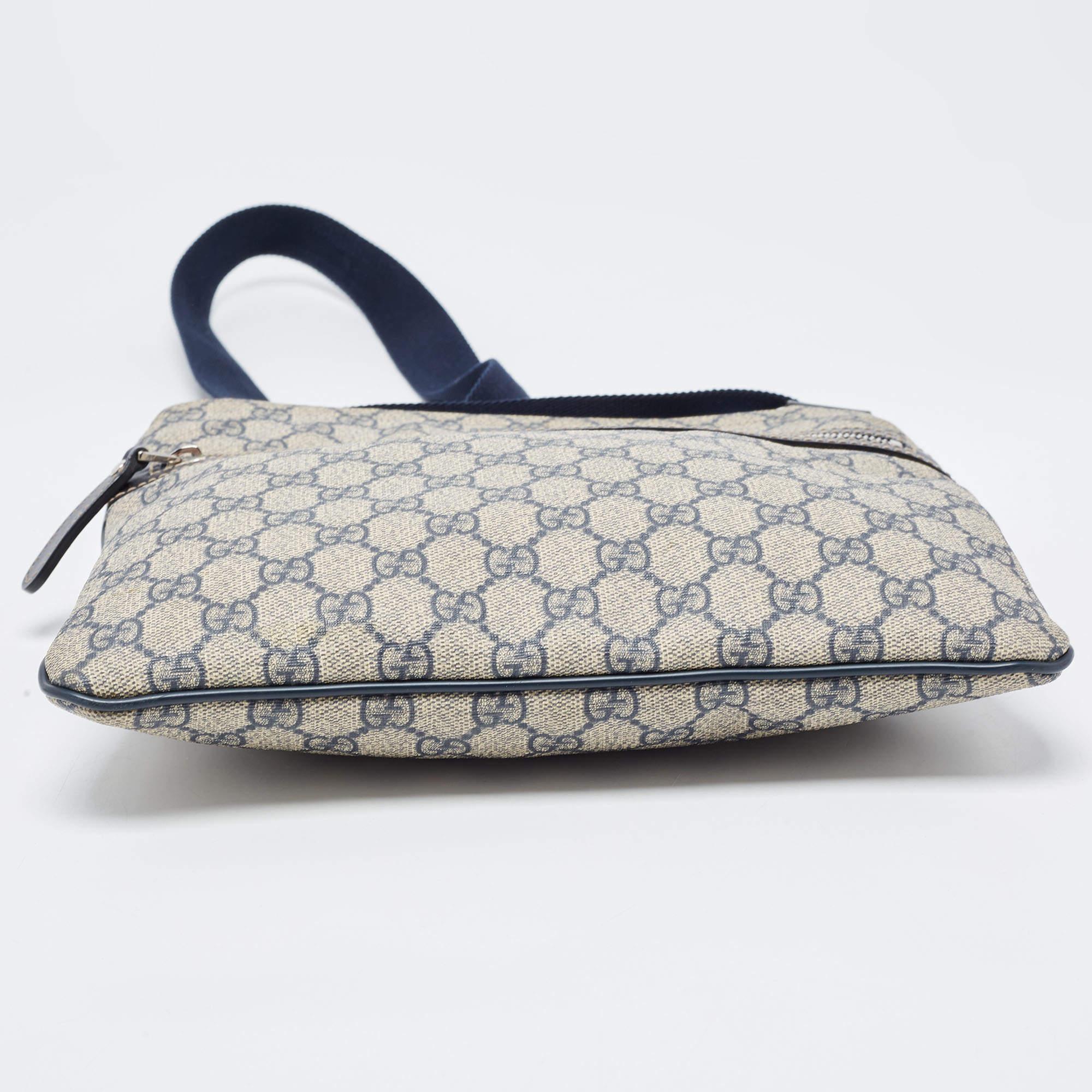 Gucci Grey/Blue GG Supreme Canvas and Leather Crossbody Bag 6