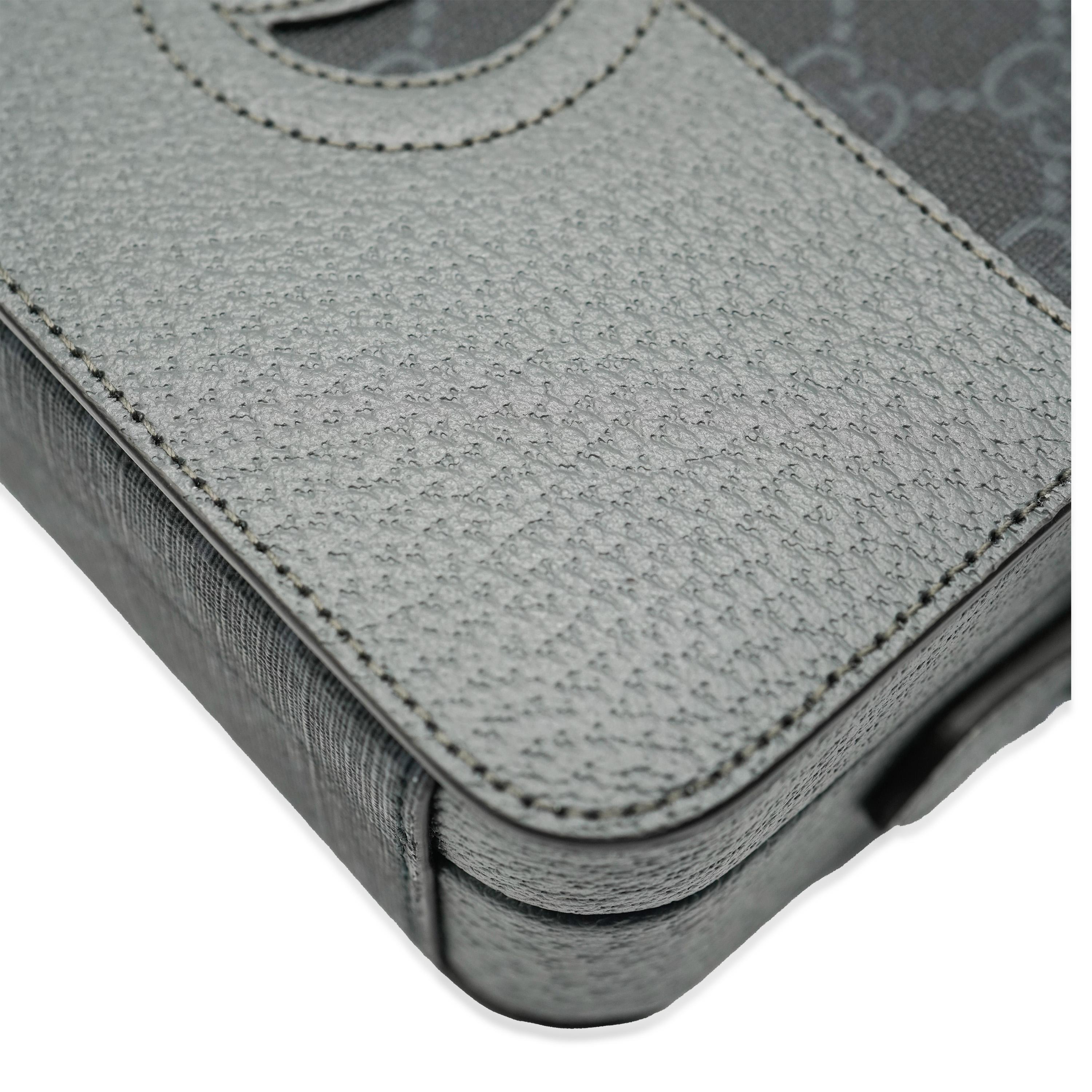 Gucci Grey Calfskin GG Supreme Interlocking G Messenger For Sale 2