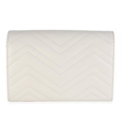 Gucci Grey Calfskin Matelasse GG Marmont Chain Wallet