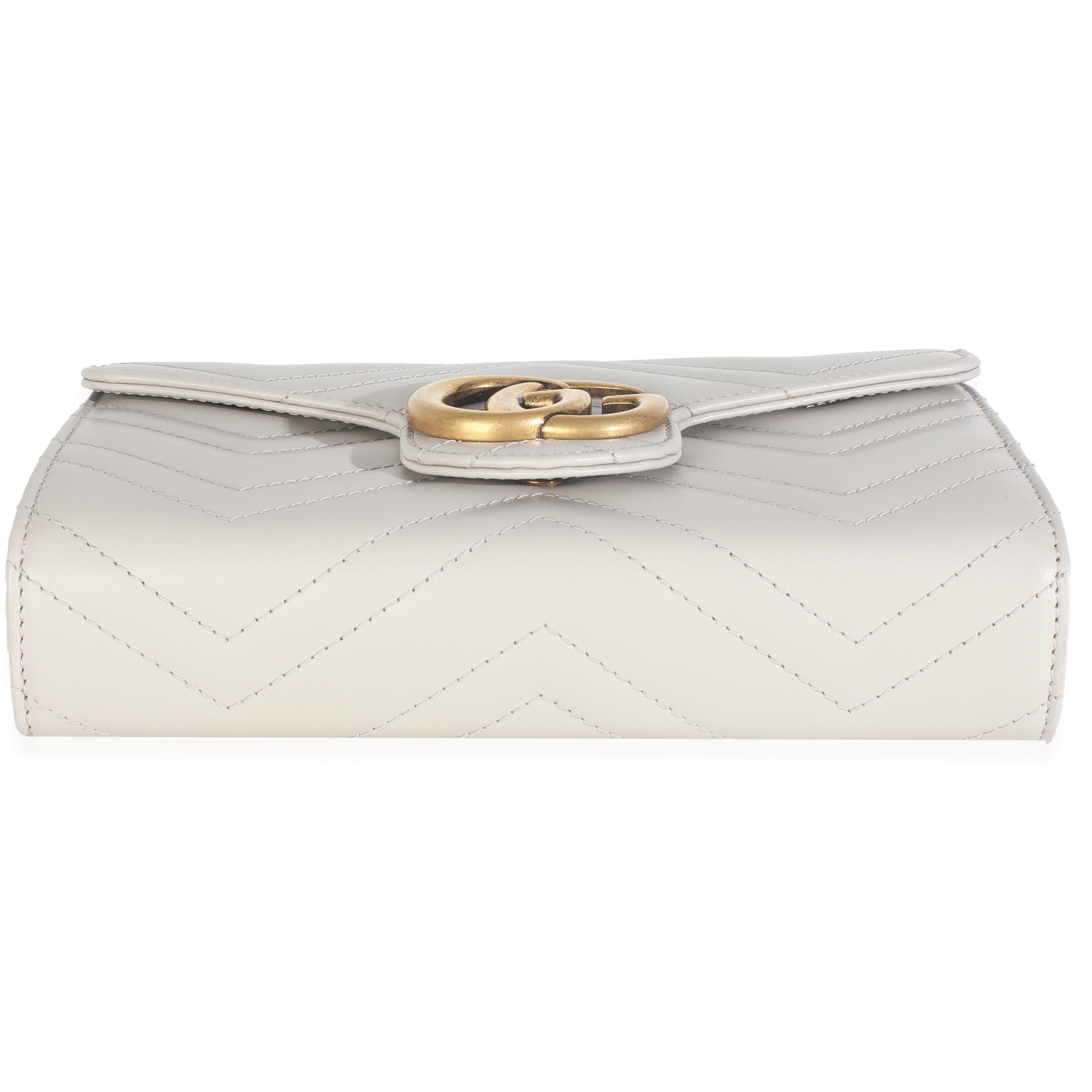 Gucci Grey Calfskin Matelasse GG Marmont Chain Wallet in vendita 3