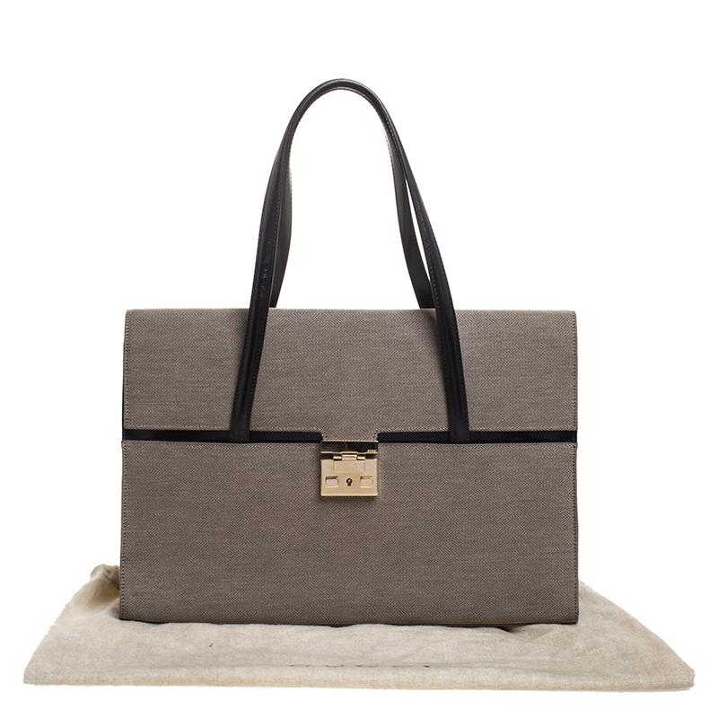 Gucci Grey Canvas and Leather Lady Lock Flap Tote 5