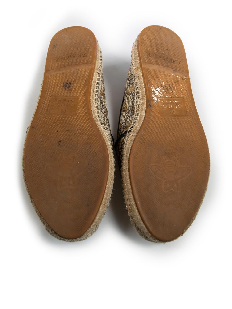Gucci Grey Canvas GG Bee Espadrilles Size IT 39 In Good Condition In London, GB