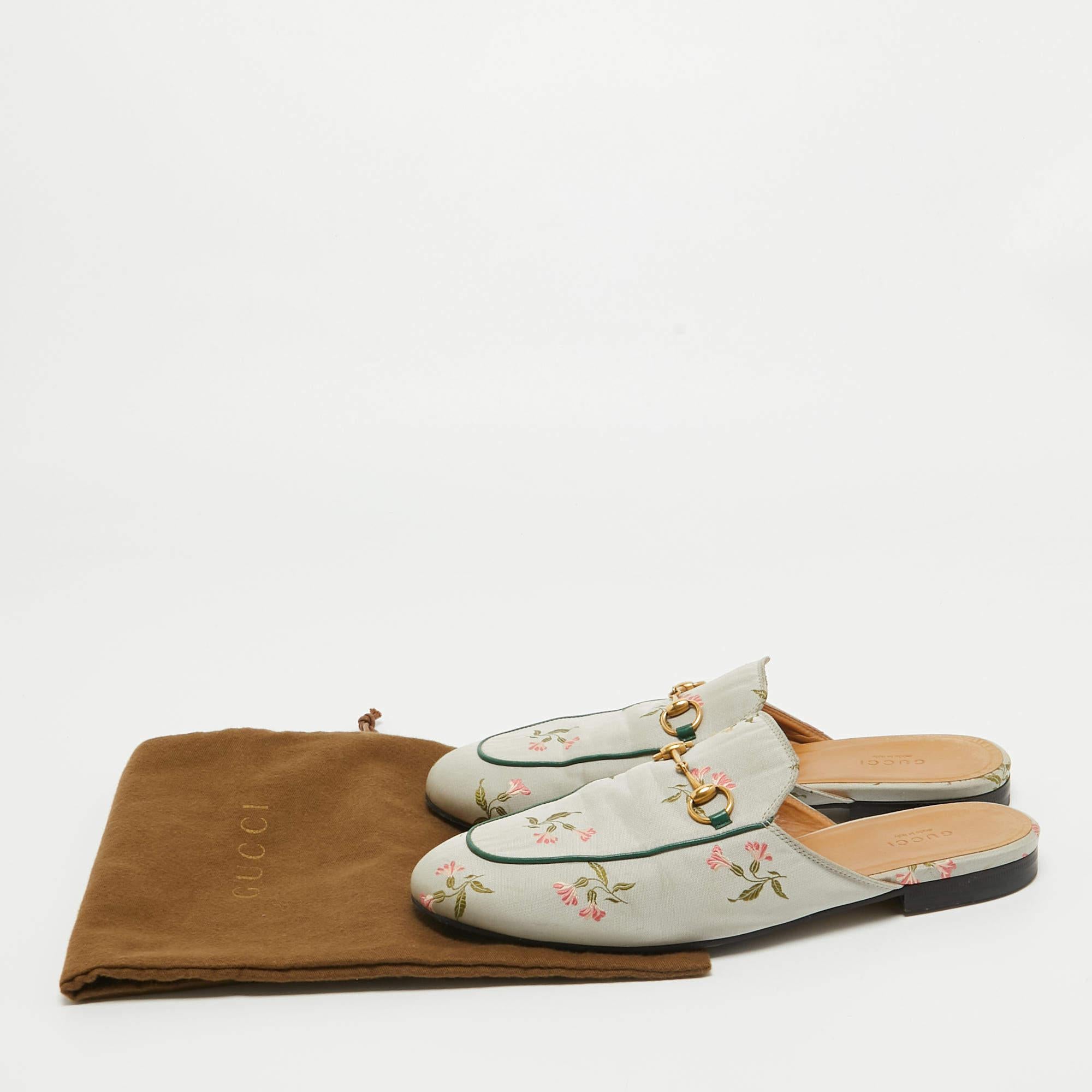 Gucci Grey Canvas Princetown Mules Size 40.5 2