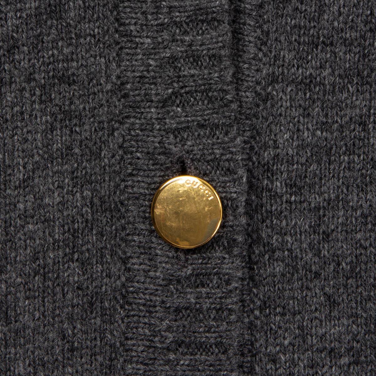Women's GUCCI grey cashmere HORSEBIT Sleeveless Cardigan Sweater Vest S