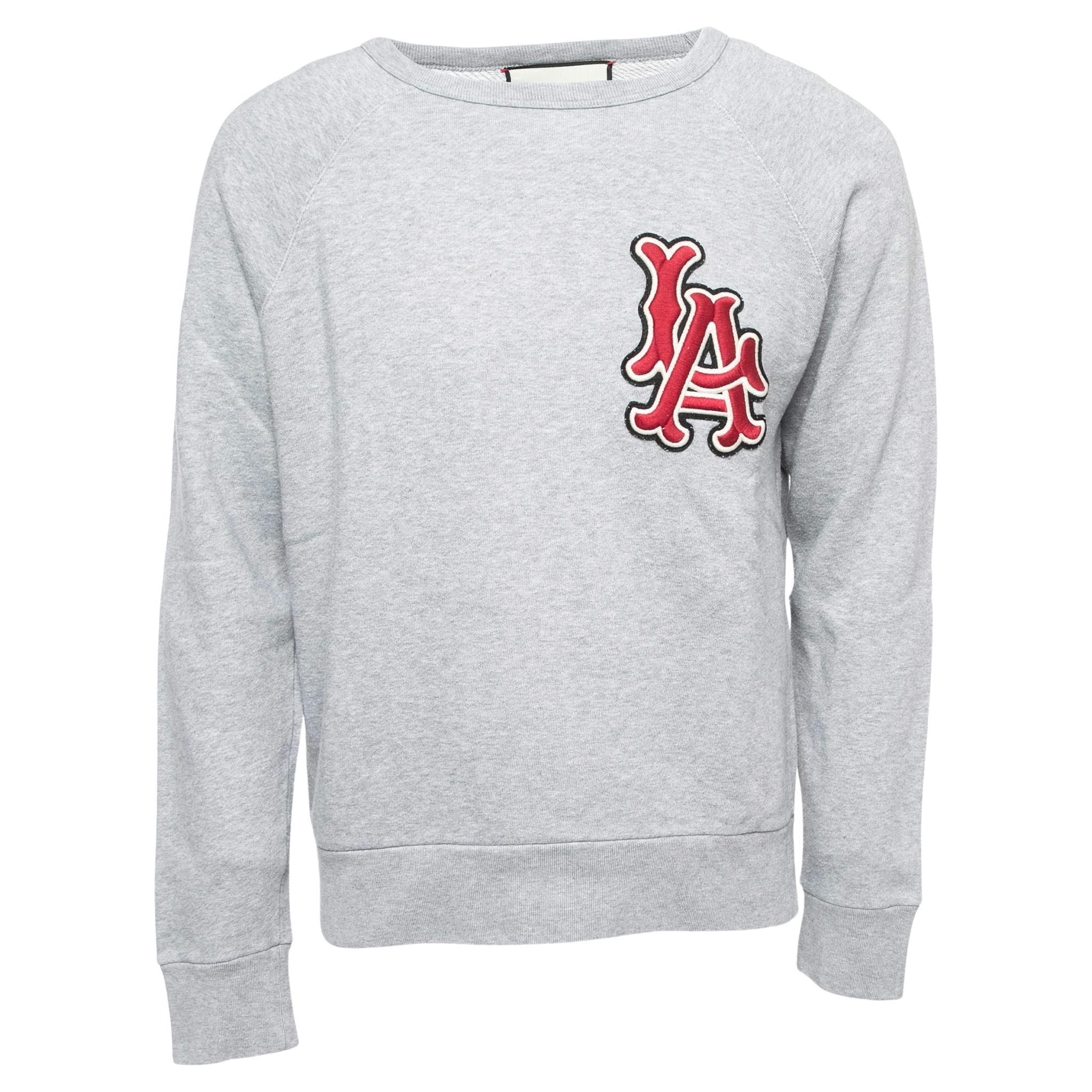 Gucci Grey Cotton LA Angels Patch Detail Sweatshirt XS