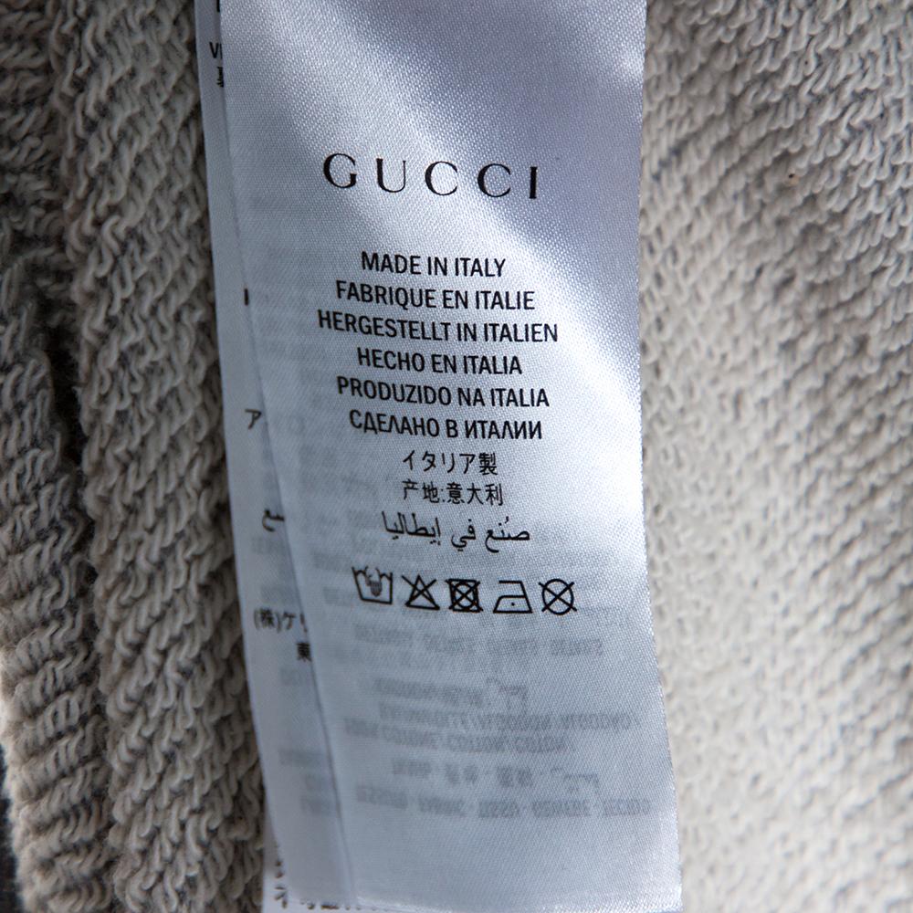 Gucci Grey Cotton Logo Tape Detail Sweatshirt S In Good Condition For Sale In Dubai, Al Qouz 2