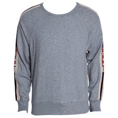 Gucci Grey Cotton Logo Tape Detail Sweatshirt S