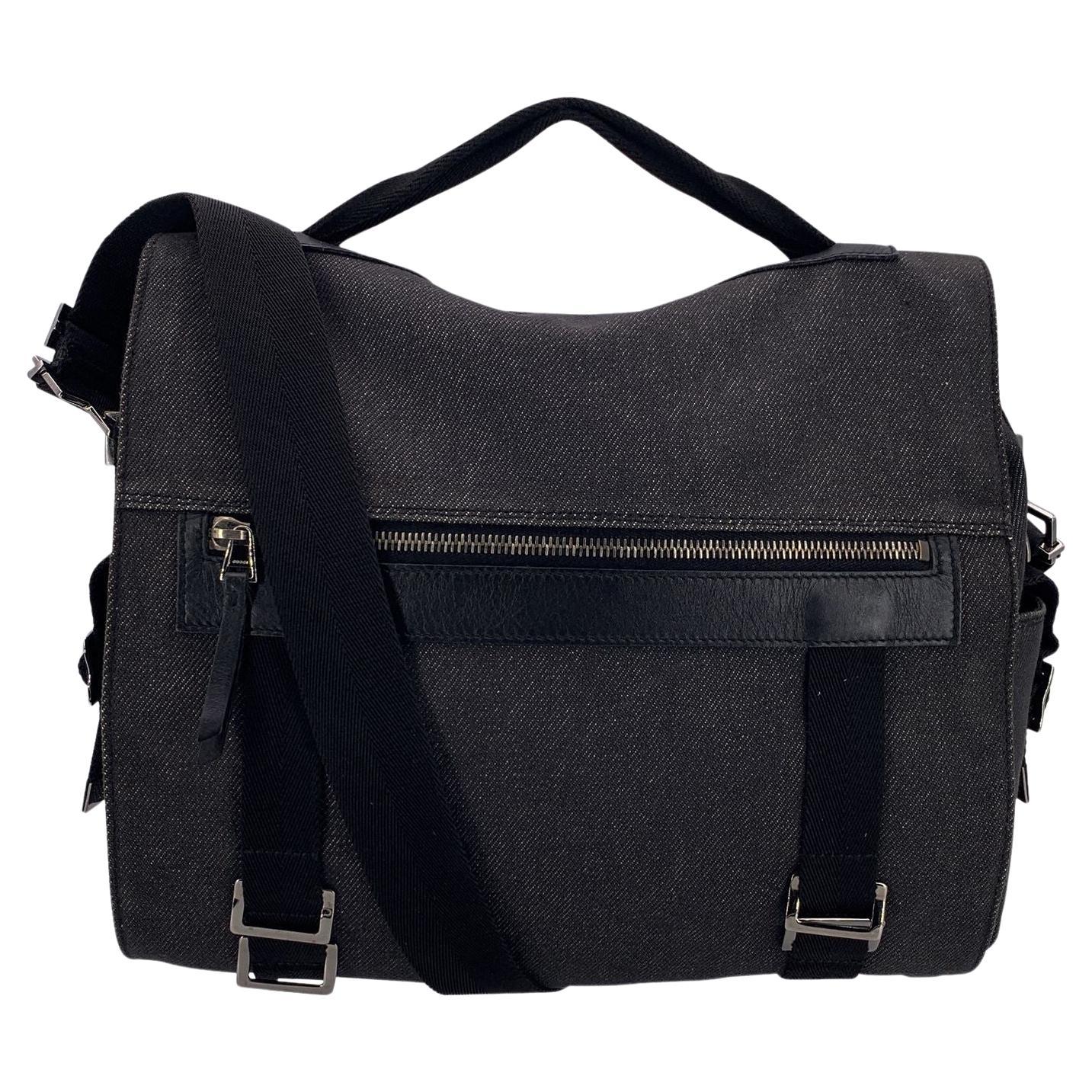 Gucci Borsa fotografica unisex crossbody messenger in tela grigio denim in vendita