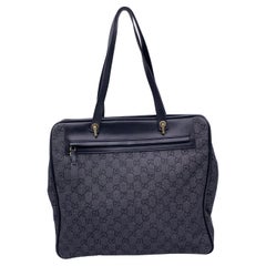 Gucci Grey Denim Monogram Canvas Tote Shoulder Bag