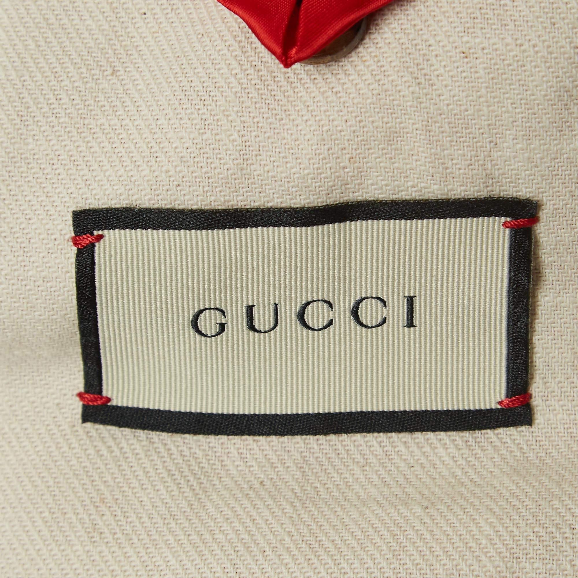 Gucci Grey Distressed Ripped Denim Metal Detail Jacket XL For Sale 5