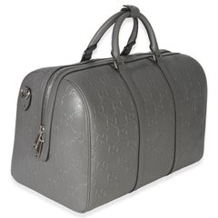 Gucci Grey Embossed Calfskin GG Tennis Medium Duffle Bag
