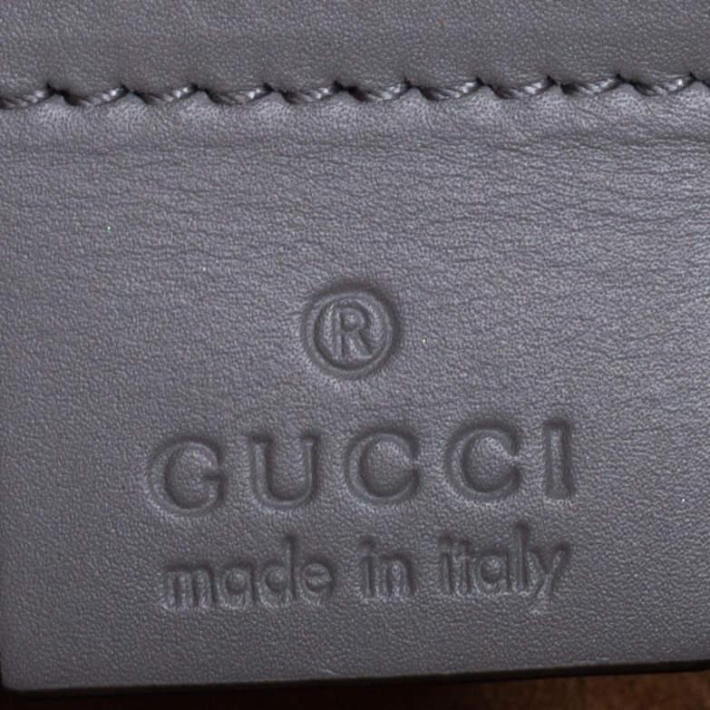 Gucci Grey Floral Sequins Patch Leather Medium Sylvie Top Handle Bag For Sale 3