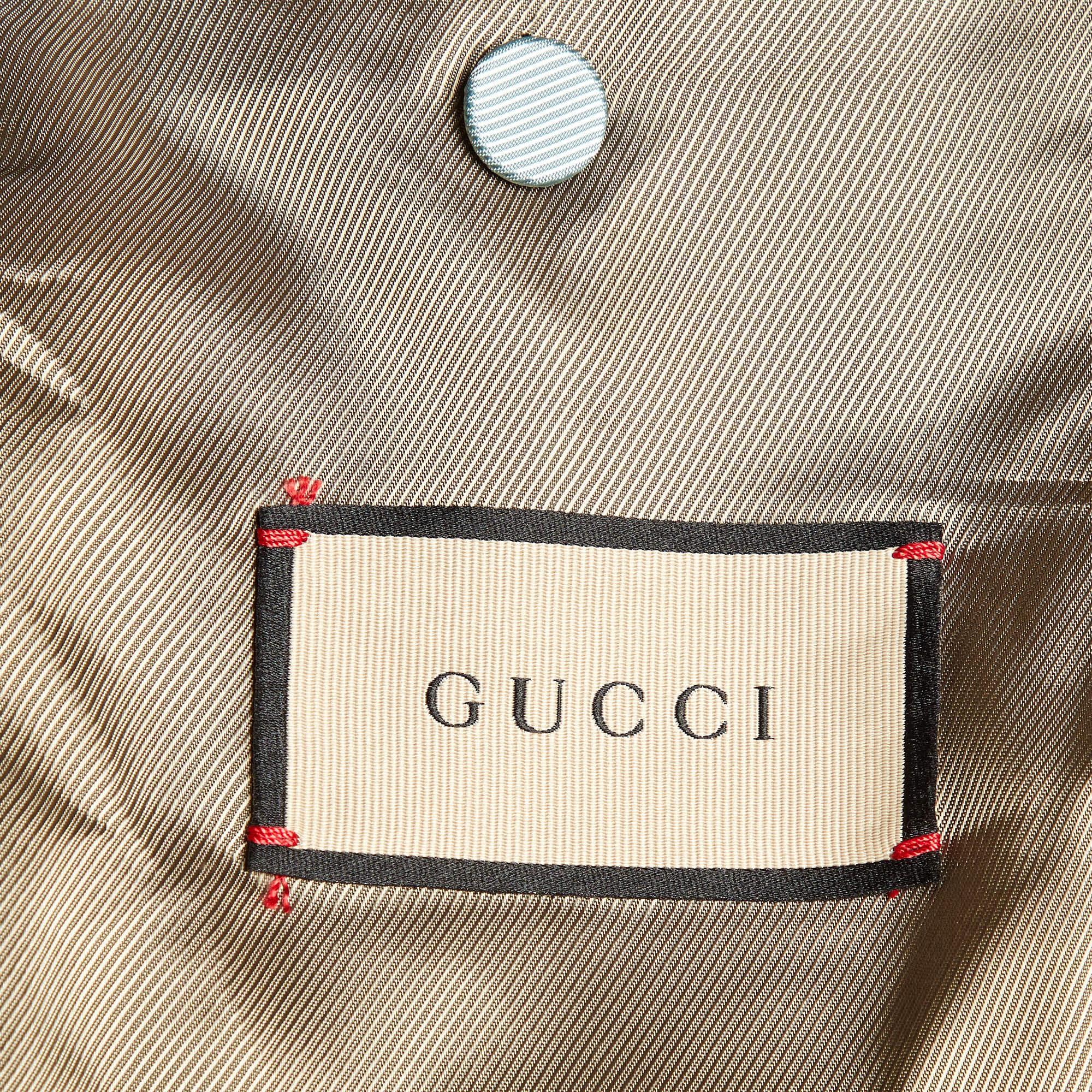 Gucci Grey Gabardine Studded Single Breasted Blazer XL In Good Condition For Sale In Dubai, Al Qouz 2