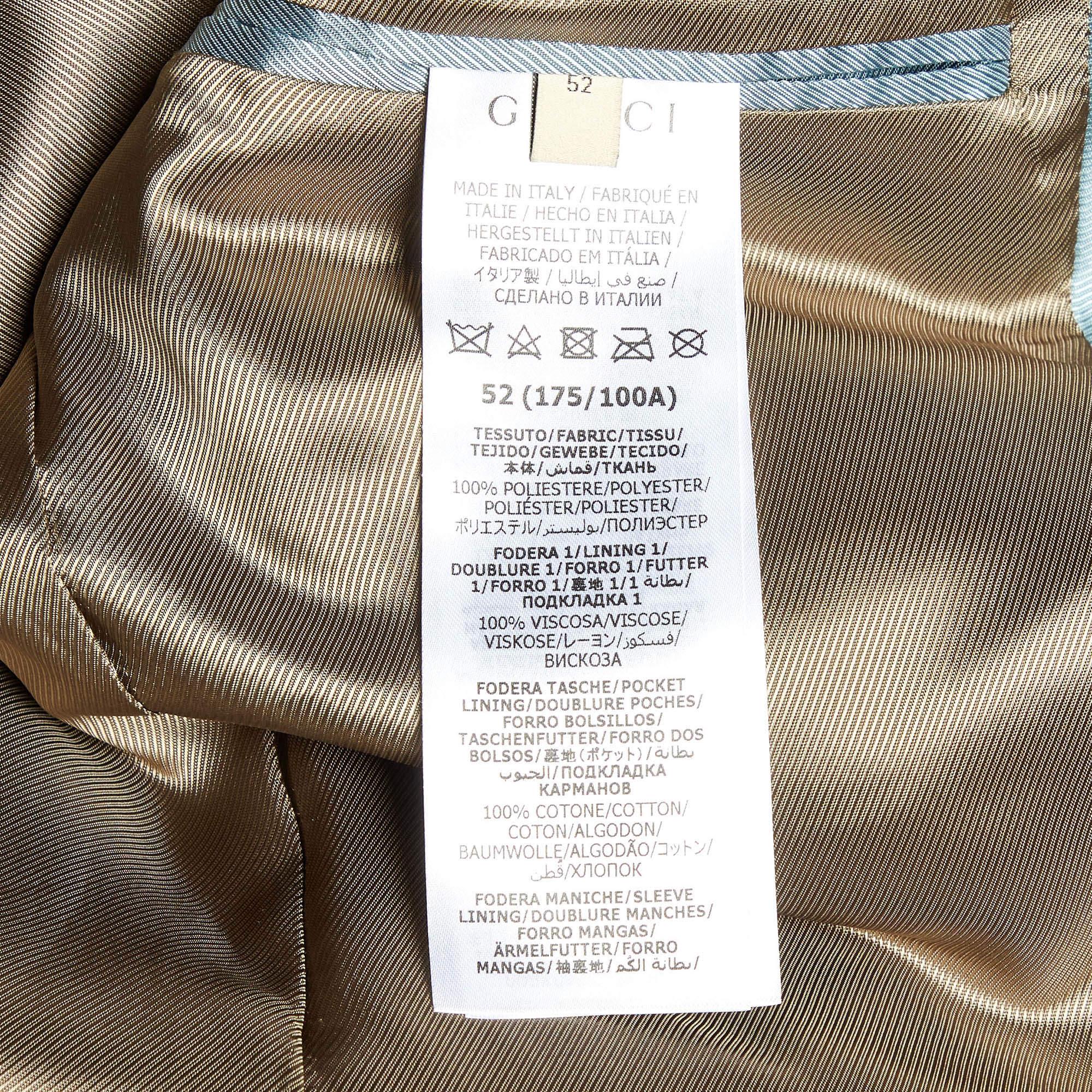 Men's Gucci Grey Gabardine Studded Single Breasted Blazer XL For Sale