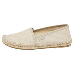 Gucci Grey GG Canvas And Leather Slip On Espadrille Flats Size 36