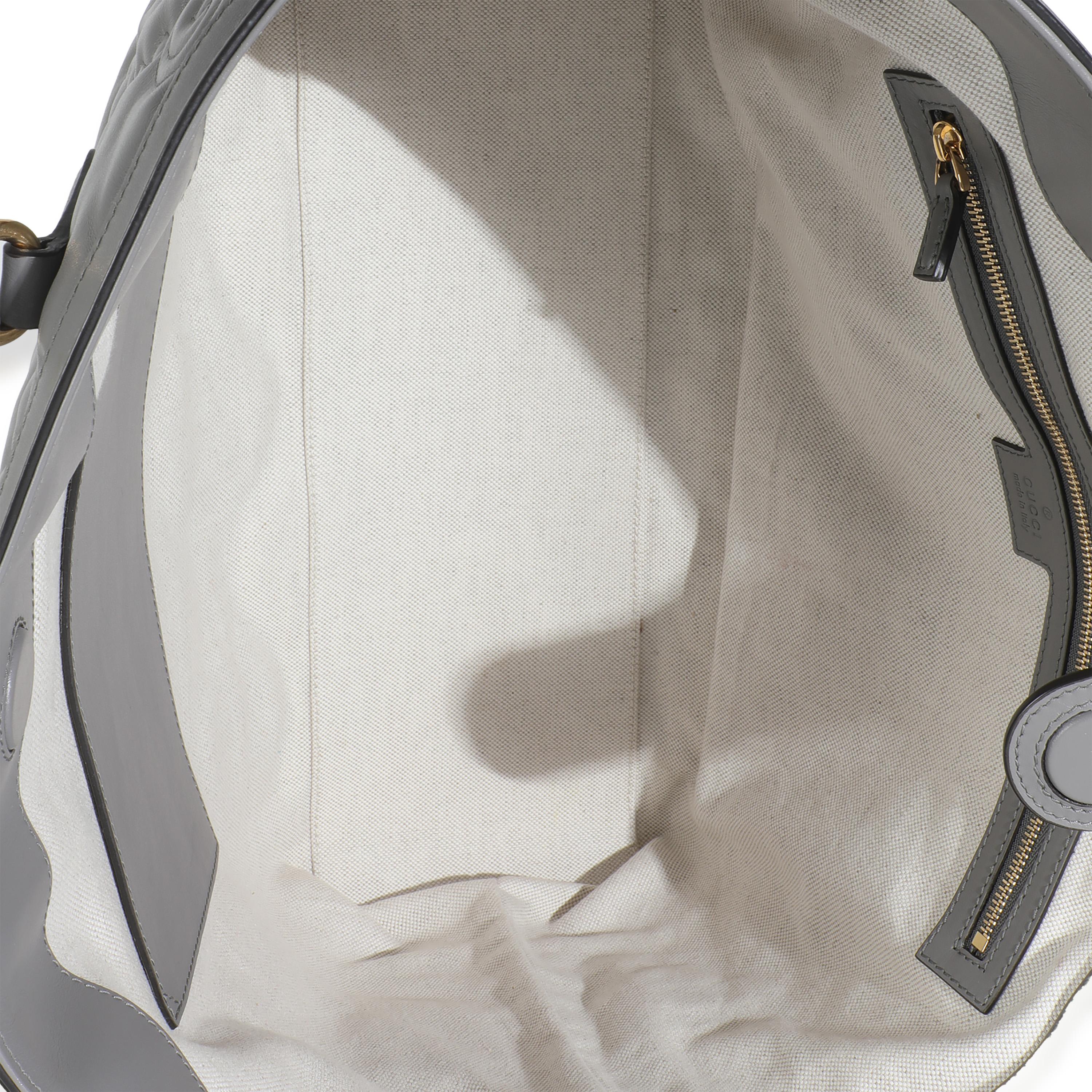 Gucci Grau GG Matelasse Kalbsleder Medium Ophidia Tote im Angebot 1