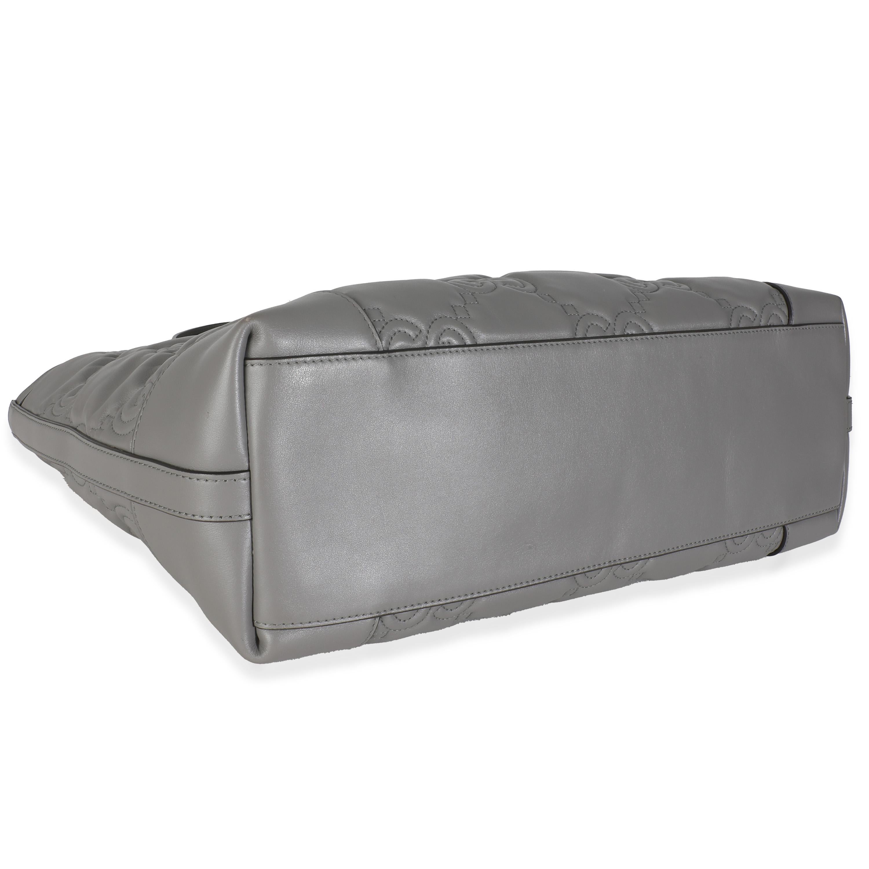 Gucci Grau GG Matelasse Kalbsleder Medium Ophidia Tote im Angebot 2